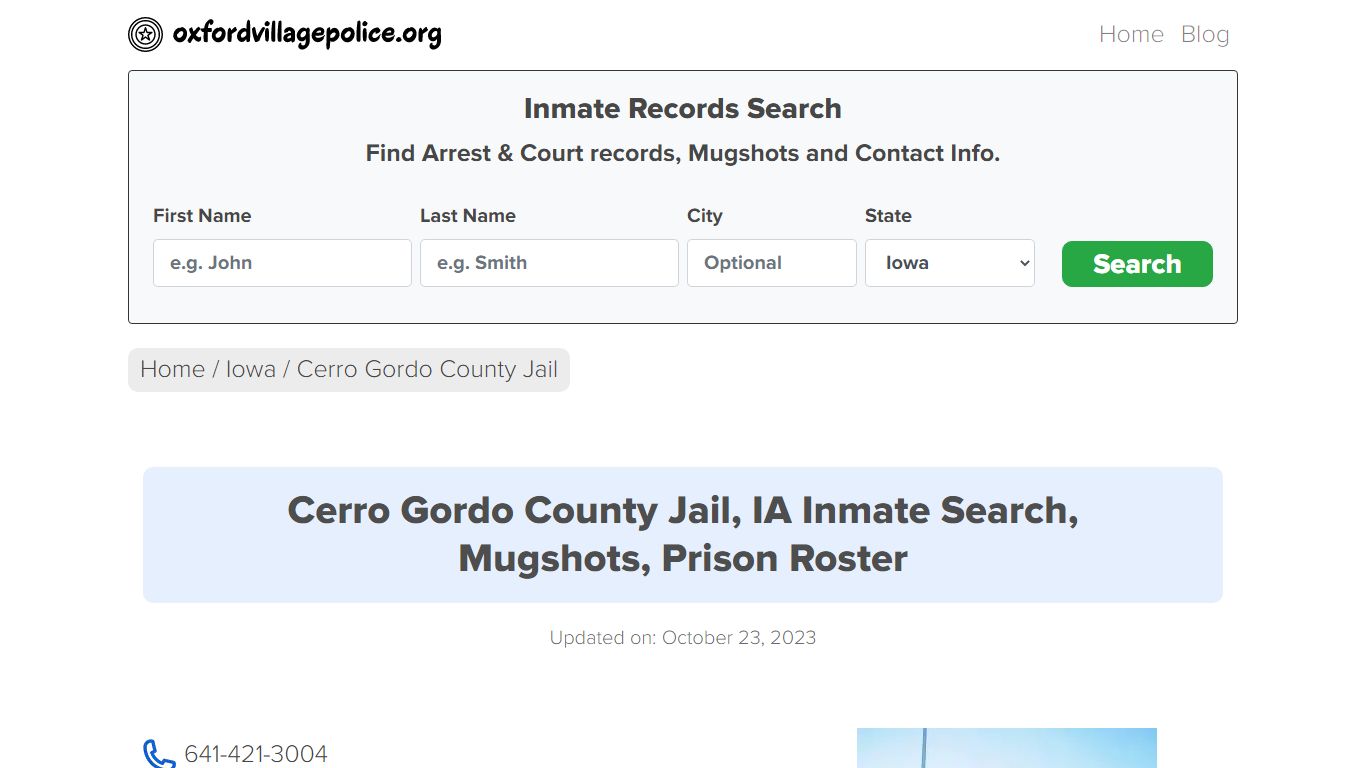 Cerro Gordo County Jail, IA Inmate Search, Mugshots, Prison Roster